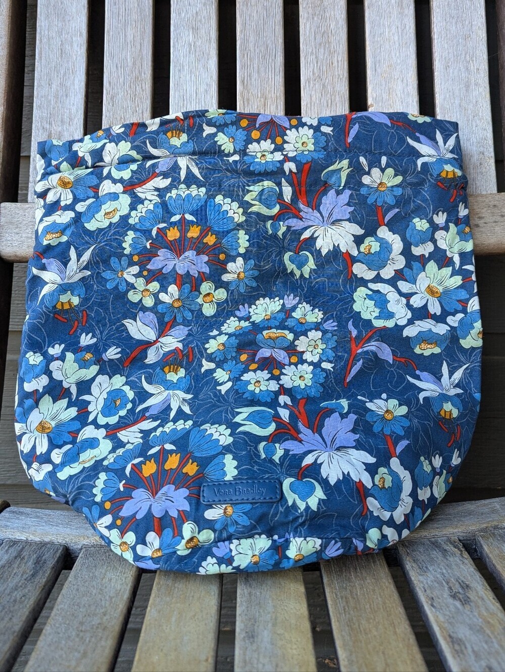 NWOT Vera Bradley Blue Floral Bursts Lined Drawstring Bag